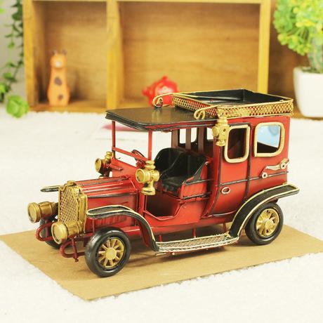 優(yōu)沃創(chuàng)意家居擺件 做舊鐵皮車(chē)裝飾品 金屬工藝品 復(fù)古貴族老爺車(chē)